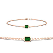 0.25 Ct. Bezel Set Emerald Chain Bracelet